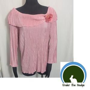 90s Passports Pink Pleated Off Shoulder XL Top glam fairy vintage feminine